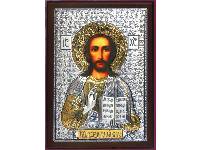 Икона Иисуса Христа Спасителя, ЮЗЛ (серебро 960*, золочение) в рамке Классика, п-01