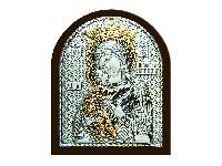 Икона образ Богородицы "Владимирская" (серебро 960*, золочение 750*) в раме классика