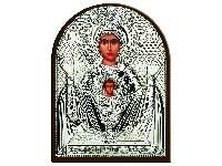Икона  образ Богородицы "Неупиваемая чаша" (серебро 960) в раме классика