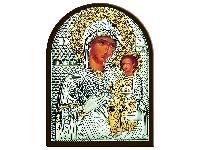 Иверская икона божьей матери(серебро 960*, золочение) в рамке Классика