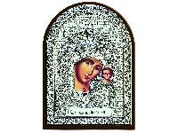 Казанская икона Божьей Матери (серебро 960*)  в рамке Классика со вставками (гранат)