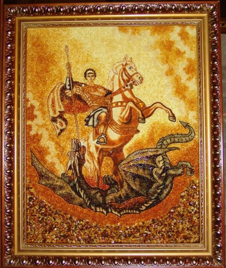 Икона из янтаря Святой Георгий Победоносец