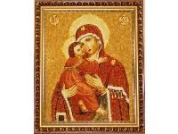 Икона из янтаря Пресвятая Божья матерь Владимирская