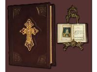 Книга Православный молитвослов с крестом, филигранью (золото) и гранатами