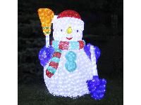 Объемная светодиодная фигура Снеговик с метлой и лопатой, 120х100 см, 120 Вт, 2000 диодов